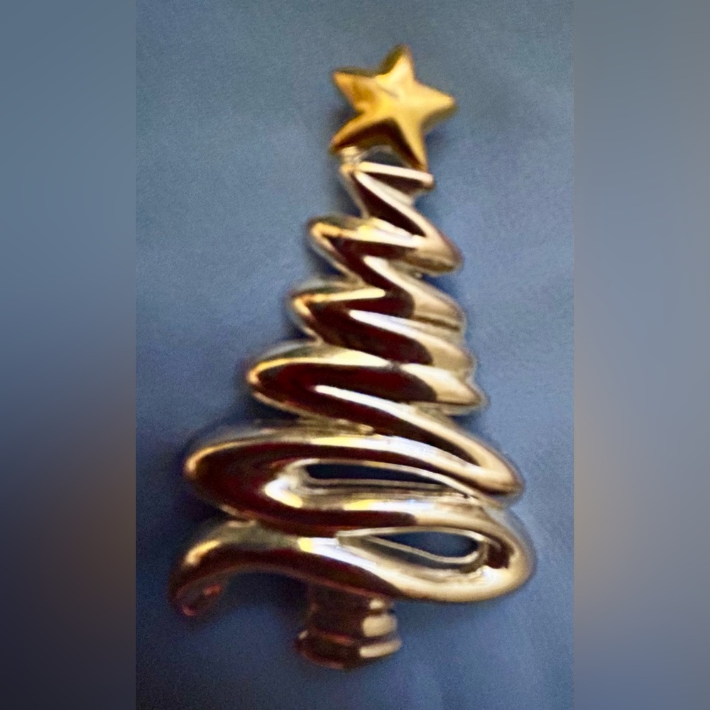 Vintage Christmas Tree Pin Brooch Modernist Swirl Design * - Picture 3 of 5